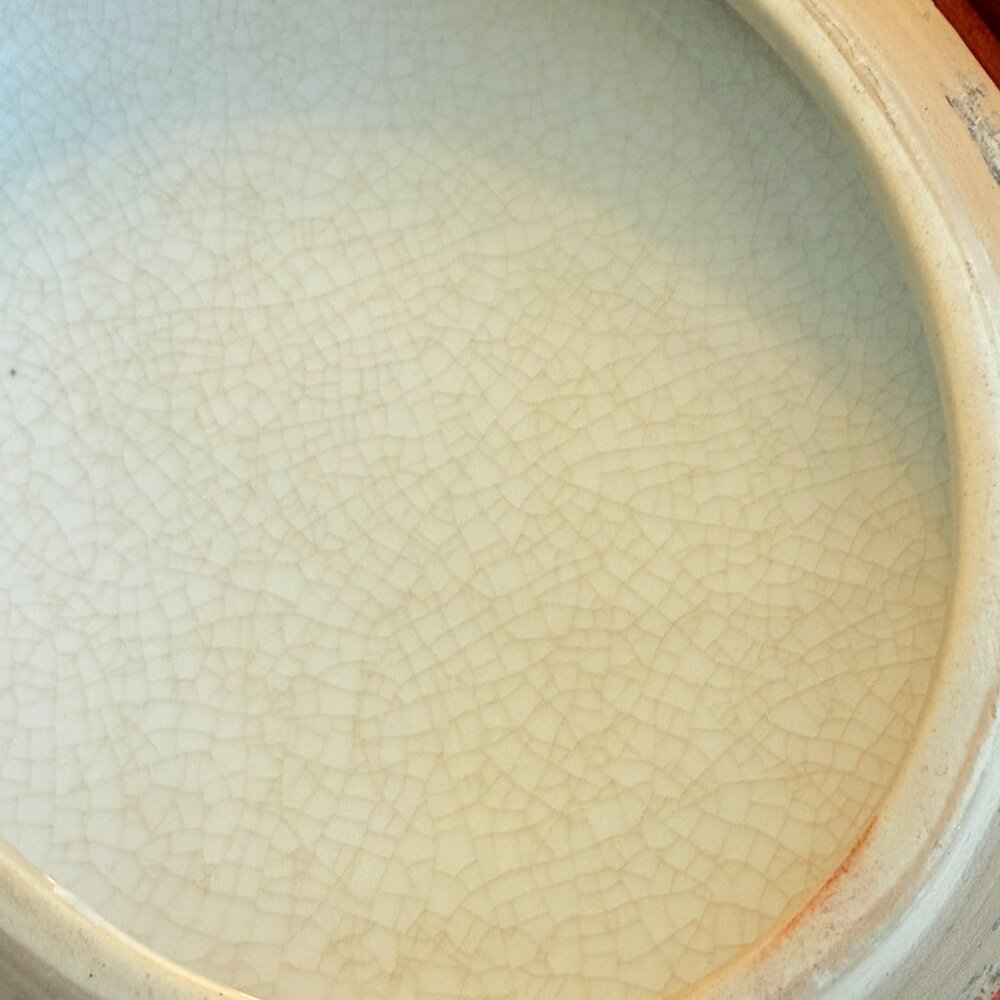 Large Vintage Porcelain and Brass Oval Trinket Box in Rust and Gold - Picture 5 of 17